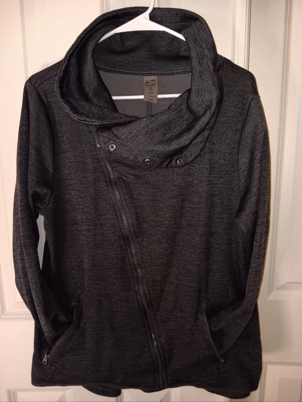 Champion Dark Gray Asymmetrical Zip Cowl Neck Sweater